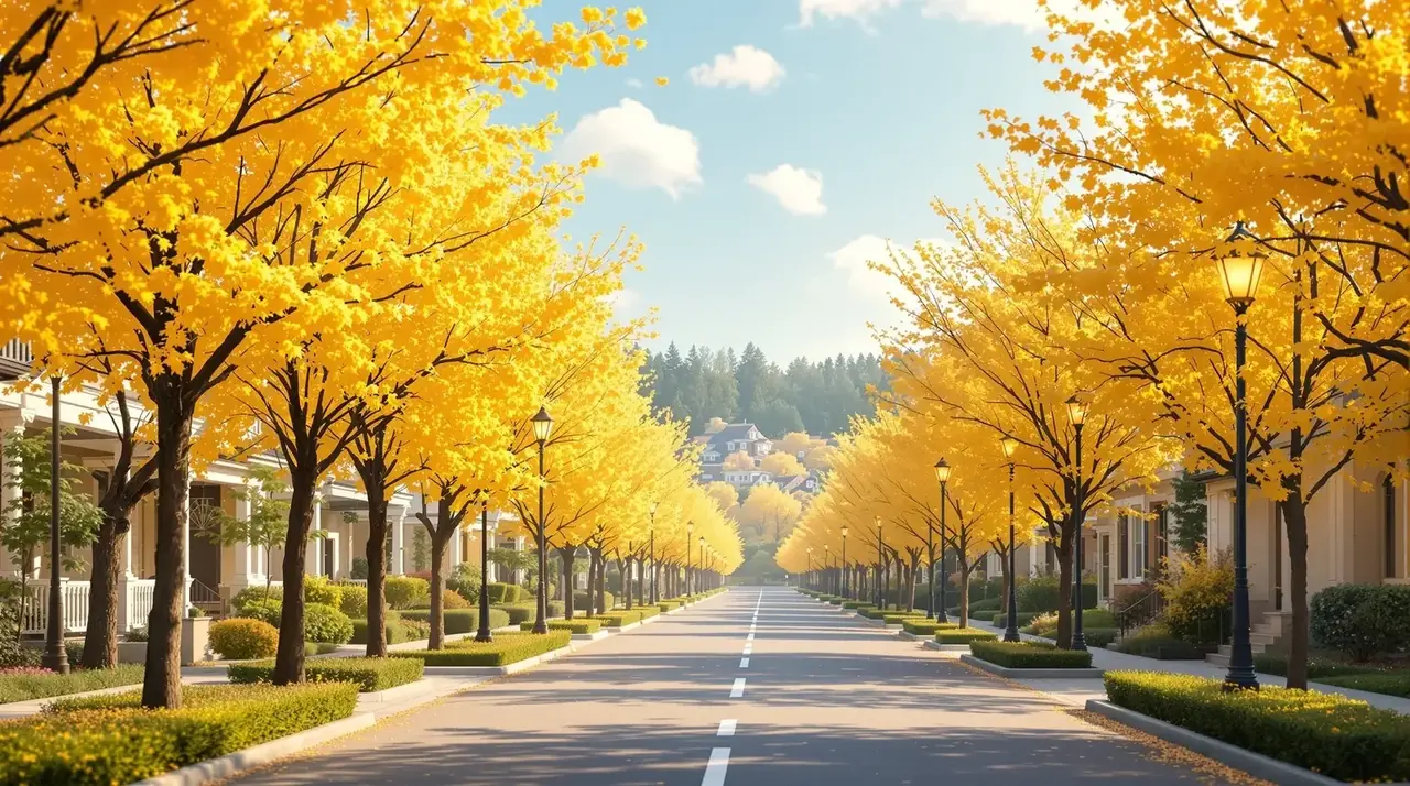 香蕉街的春天首屏轮播,金色街道繁花