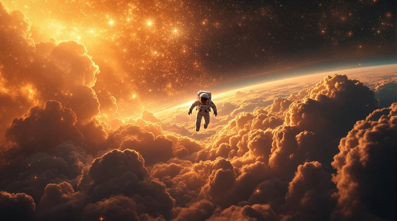 星际迷航者首屏轮播,宇航员金色星云